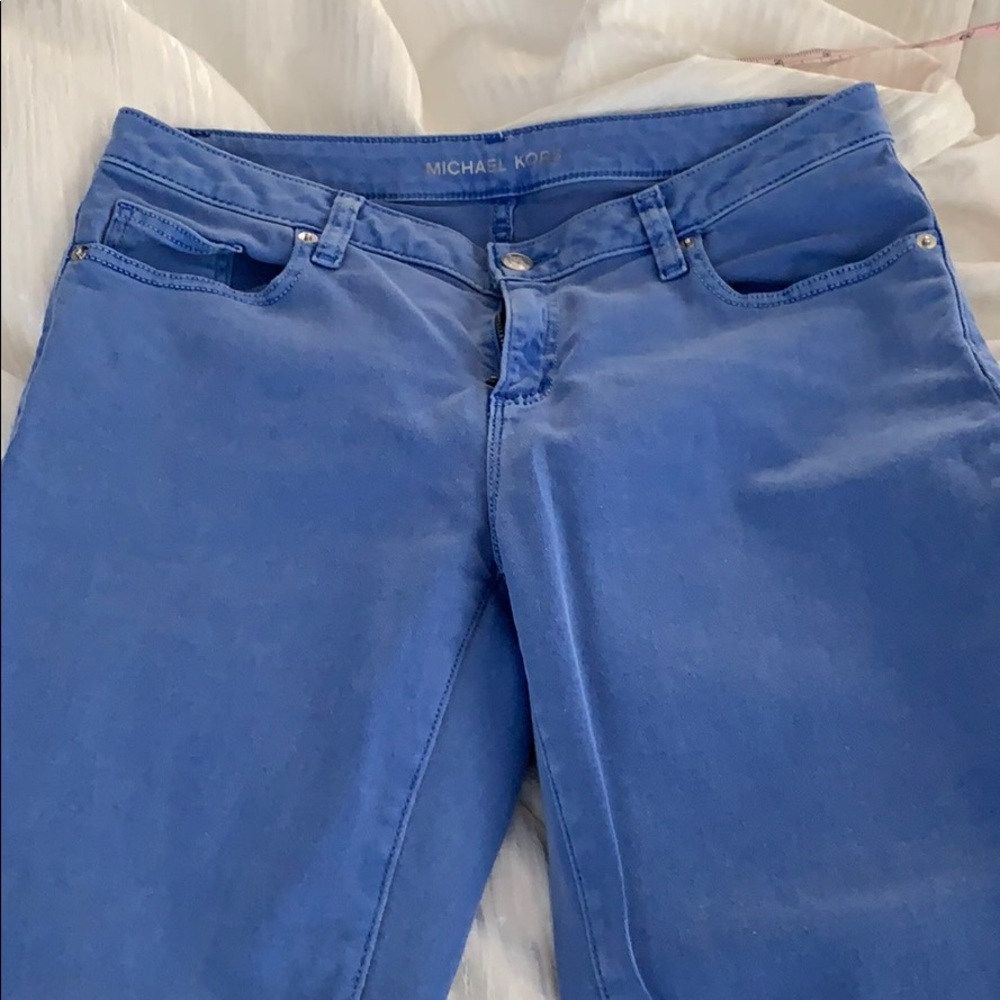 Bright blue jeans